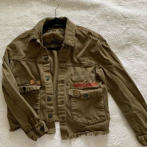 Zara military green denim jacket